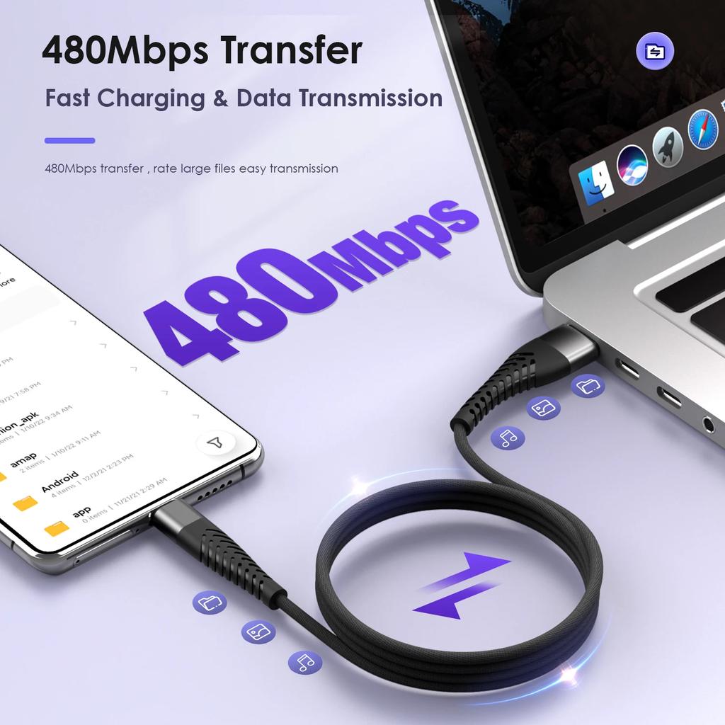 0.25m/1m/2m/3m 100W 7A Data Cables USB to Type C Super Data Cords Weaving USB C Wires Nylon Braided Wires Fast Charging Cables