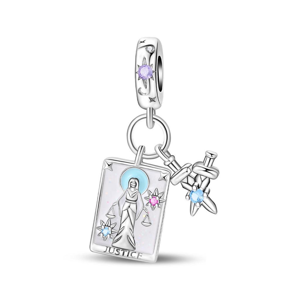 S925 Silver DIY Bracelet Charms Tarot Theme Sun Moon Stars Pendants Beads Kit