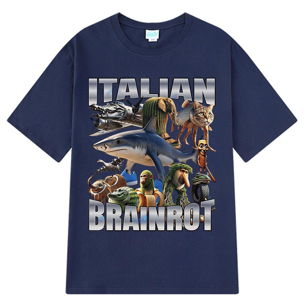 Italian Brainrot Tralalero Tralala Tung Tung Tung Sahur Bombardiro Crocodilo Funny Meme T-shirt Men Women Fashion Loose T Shirts