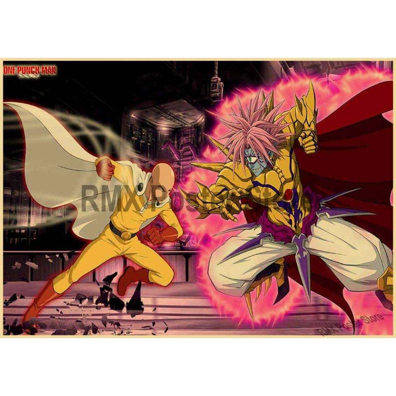 One Punch Man Posters Aesthetic Home Decor HD Print Pictures Living Room Bar Cafe Wall Art Painting Kraft Paper Anime Poster