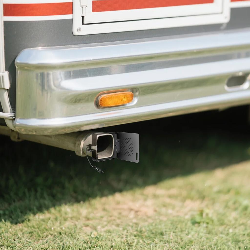 Алюминиевая торцевая заглушка бампера для квадратного бампера 4x4 дюйма с вентиляционными отверстиями, упрощенная защитная крышка для хранения шланга канализации кемпера с откидной дверцей