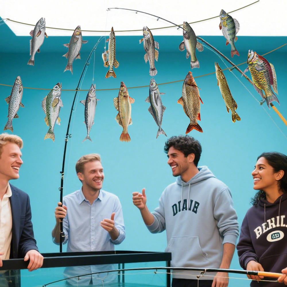 Fish Pattern Paper Pull Flags For Venue Decorations Celebration Supplies