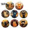 Non-slip Cup Coasters 8PCS Coasters, Colorful Wood with Non-Slip Heat Insulation Set Waterproof Drink Holder, for Home Office Dining Table Decorative