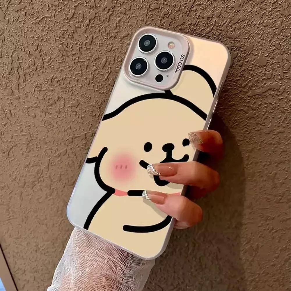 Милый Аниме Чехол для Телефона Пара Любителей Собак для IPhone 11 12 13 14 15 16 Pro Max X XS MAX XR SE 7 8Plus Ударопрочный Бампер Жесткий Чехол