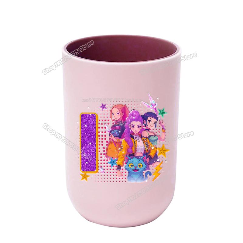 KPop Demon Hunters Letter A-Z Kids Toothbrush Cup Rumi Mira Zoey Girl Washing Mouth Mugs Water Cup Bathroom Toothbrush Holder