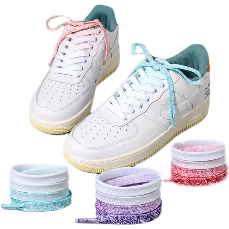 Cashew Flower Shoelaces for Sneakers Quality Fabric Gradient Shoe Laces Trendy 0.8cm Flat Laces for Shoes 120/140/160CM