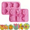 2 Pcs 6 Cavities Soap Silicone Moulds Tulips Different Flower Shapes Silicone Moulds for Soap Bath Bombs Chocolate Candy Cake Baking Moulds