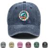 Cartoon Dinosaur Print Snapback Sun Hat, Animal Dad Hat Cozy Sun Protective Slouchy Vintage-Inspired Adjustable Baseball Cap
