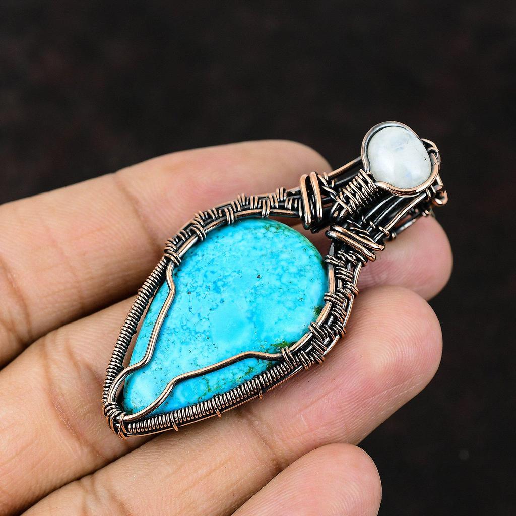 Тибетский бирюзовый медный кулон, медная проволока, завернутая в ювелирные изделия, драгоценный камень, медные украшения, Радужный лунный камень, ювелирные изделия, подарок для мамы, подарок для нее