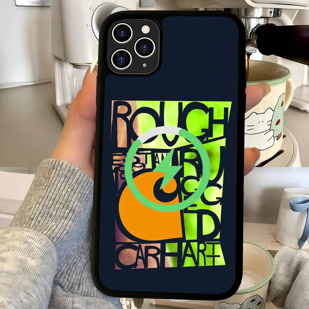 C-CarharttS Логотип Черный Для Магнитного Чехла Телефона Для IPhone 16 15 17 Pro Max 11 12 13 14 Plus Чехол