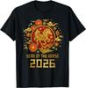 Год Лошади Китайский Новый год 2026 Знак Зодиака Лошадь Хлопковая Футболка Круглый Вырез Короткий Рукав Винтаж Уличная Мода Удобная