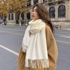 Autumn And Winter Fringed Cashmere Scarf Solid Color Shawl Dual-Purpose Thickened Warm Student Versatile Scarf