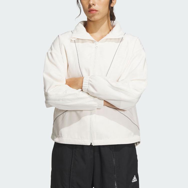 adidas Спортивная повседневная куртка с капюшоном со светоотражающими полосками, женская куртка розового и белого цвета IM8972