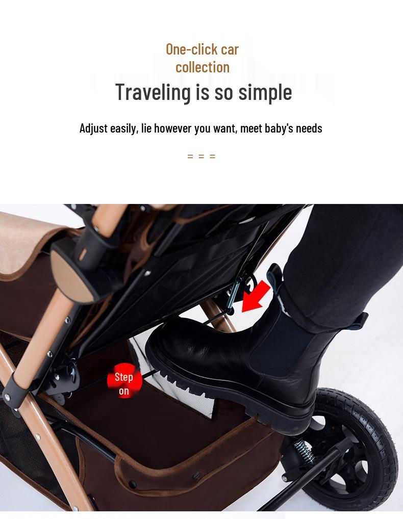 Легкая двухсторонняя детская коляска: Складной, Дизайн с высоким расположением люльки для сидения или лежания, Идеально подходит для новорожденных