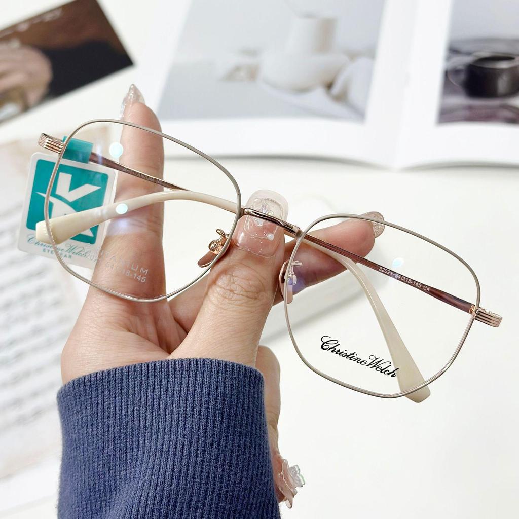 Ultralight Semi-Titanium Myopia Eyeglass Frames, Retro Style, Prescription-Fittable for Men & Women, Suitable for Large or Round Face.