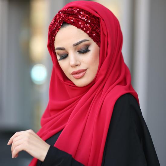 Differenza Роскошный хиджаб-шарф Абая из шифона Мусульманские женщины носят свадебные тюрбаны