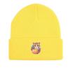 Cat Fruit Print Knitted Cap Beanie, Skull Cap Cancer Chemo Fit Trendy Headwear Knit Hat Beanie