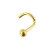 Nose Pin Piercing Jewel with 2.0mm Ball In 14k Solid Yellow Gold