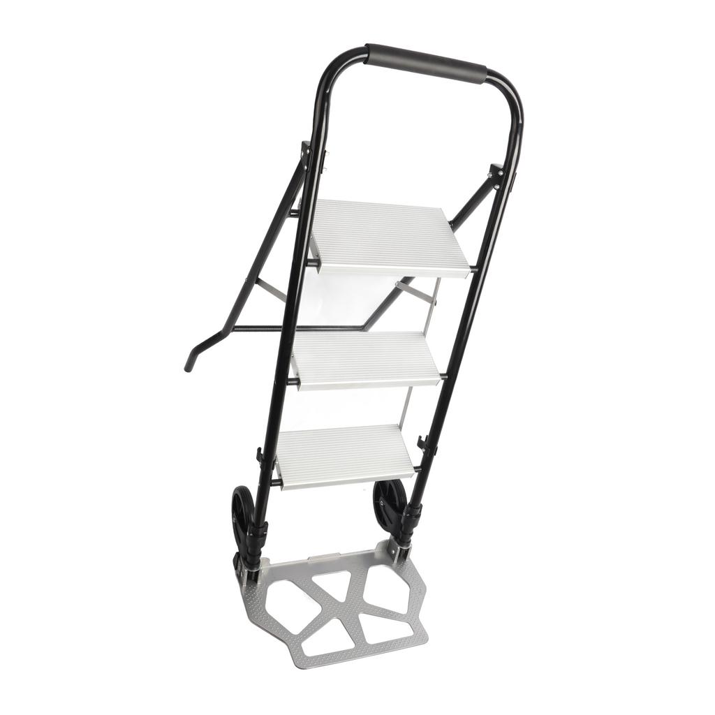 Foldable 3 Step Ladder Ergonomic Portable Non Slip Space Saving 3 Step Folding Stool Ladder Cart for Home
