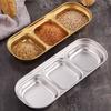 2Pcs Stainless Steel Seasoning Dish 2/3/4 Grid Thickened Divided Dip Bowls Easy Clean Stackable Vinegar Soy Spice Condiment Tray