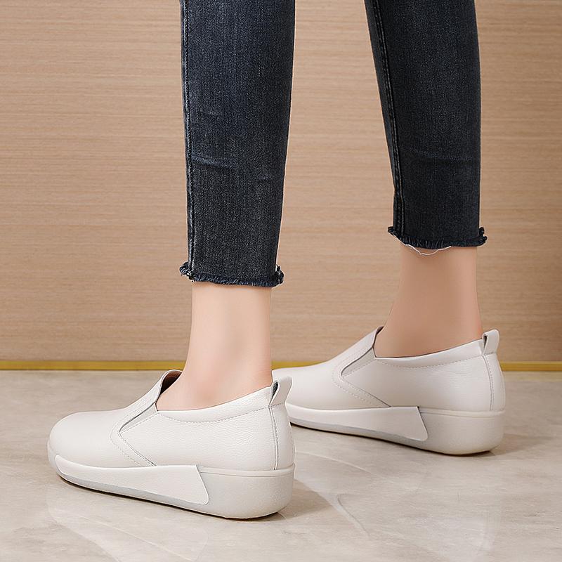 Женские туфли на платформе серые повседневные кожаные туфли женские туфли на толстой подошве слипоны для увеличения роста Shake Shoes