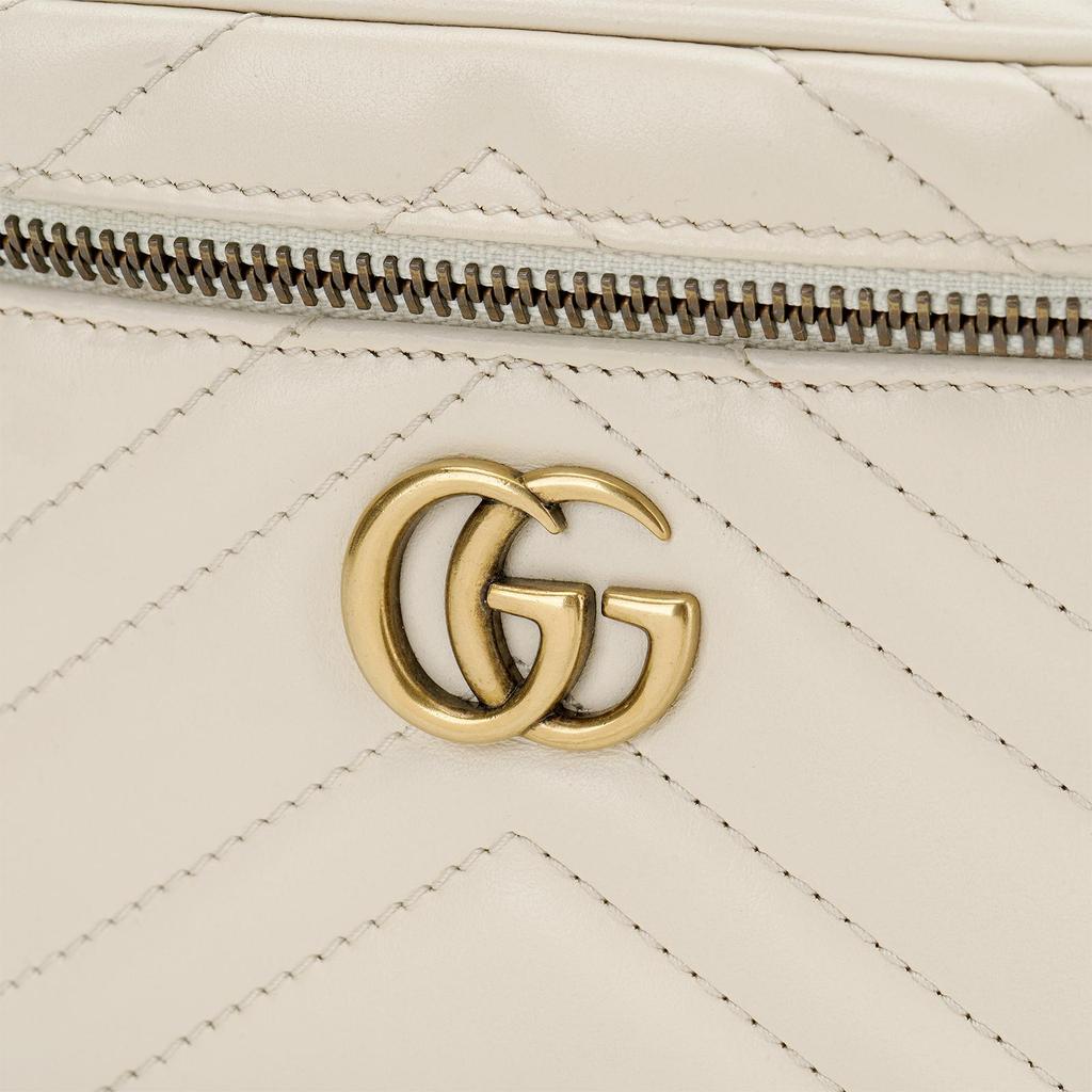Gucci GG Marmont Белая Кожаная Мини-косметичка с стежкой «шеврон» Сумка через плечо для женщин Ежедневное использование