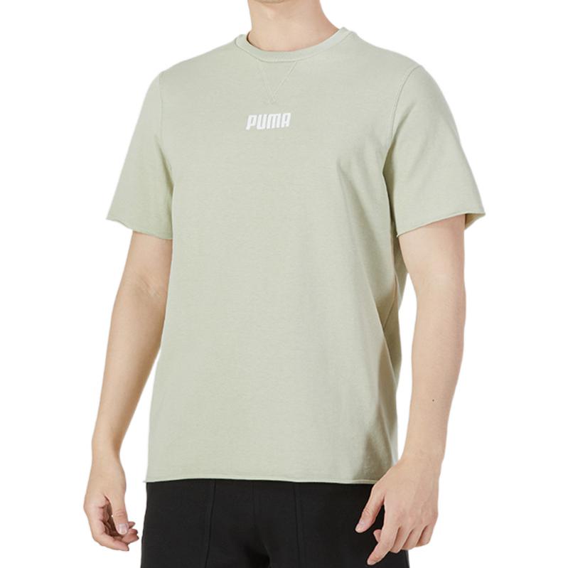 Puma Однотонная дышащая футболка с коротким рукавом и логотипом, мужские топы, светло-зеленый цвет 849593-33