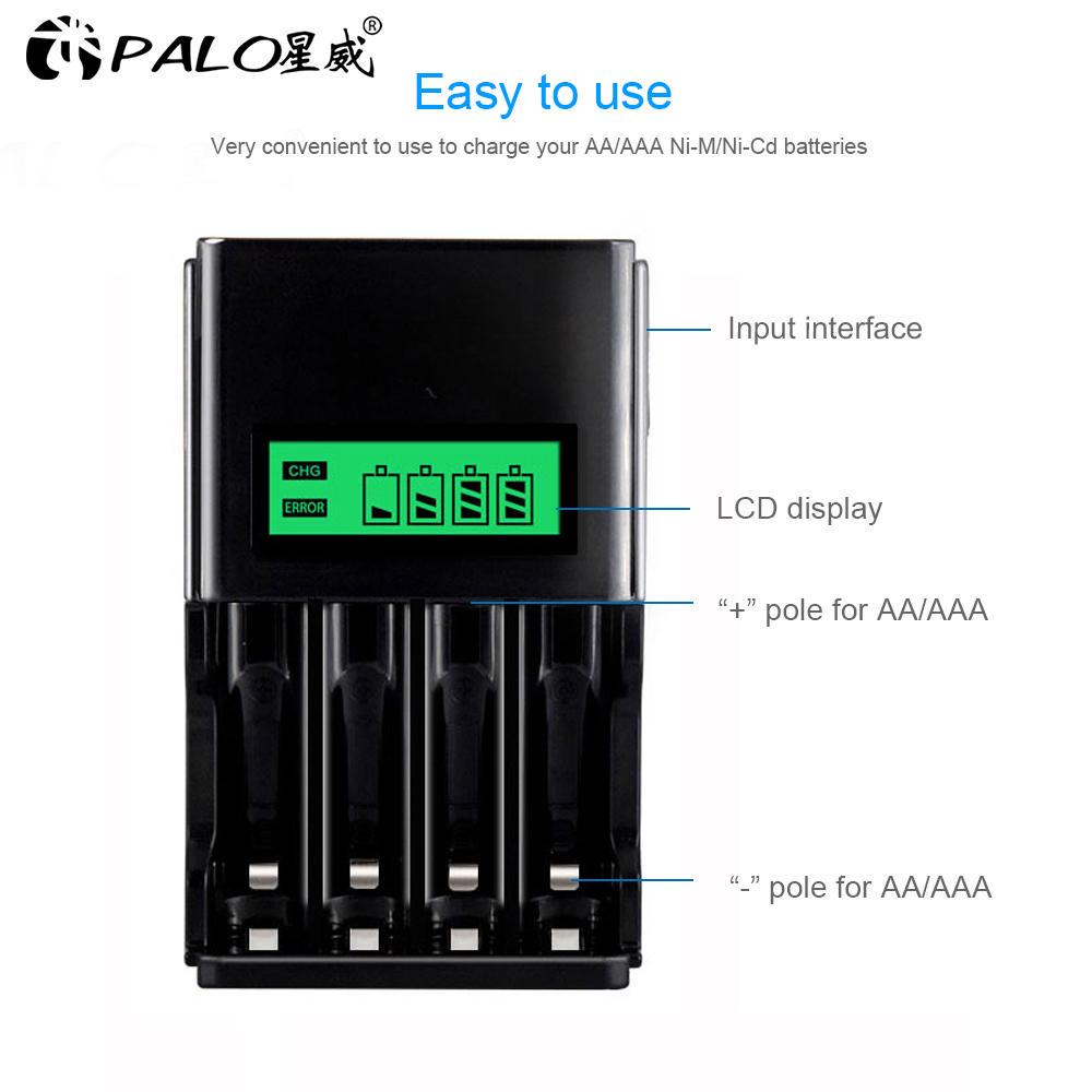 PALO 1,2 В 3000 мАч AA аккумуляторная батарея NIMH 2 батарейки AAA для фонарика игрушечная камера игрушки с зарядным устройством AA AAA