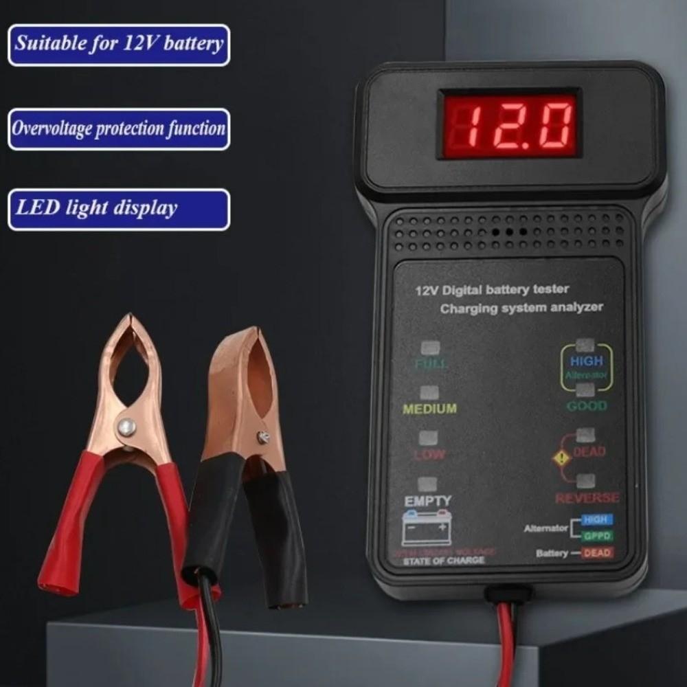 With Alligator Clips 12V Digital Battery Tester Automotive Cranking System Tester Electrician Tool