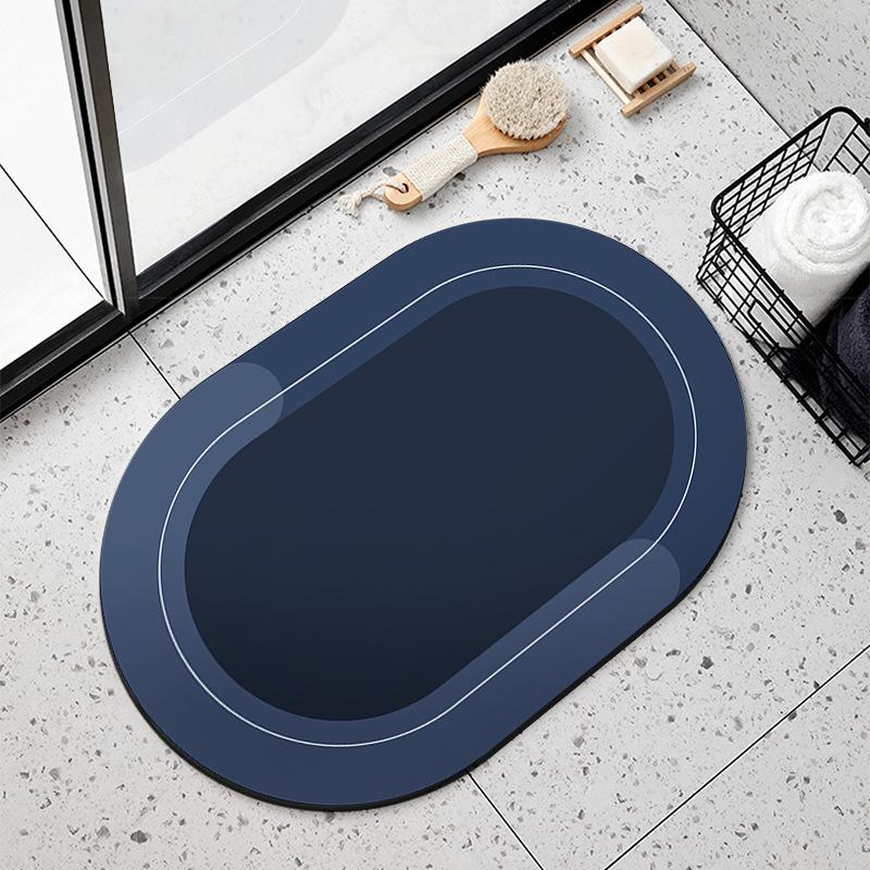 Simple Wordless Diatom Mud Style Soft Cushion Household Bathroom Door Mat Bathroom Water Absorption Quick-drying Anti-slip Foot Mat