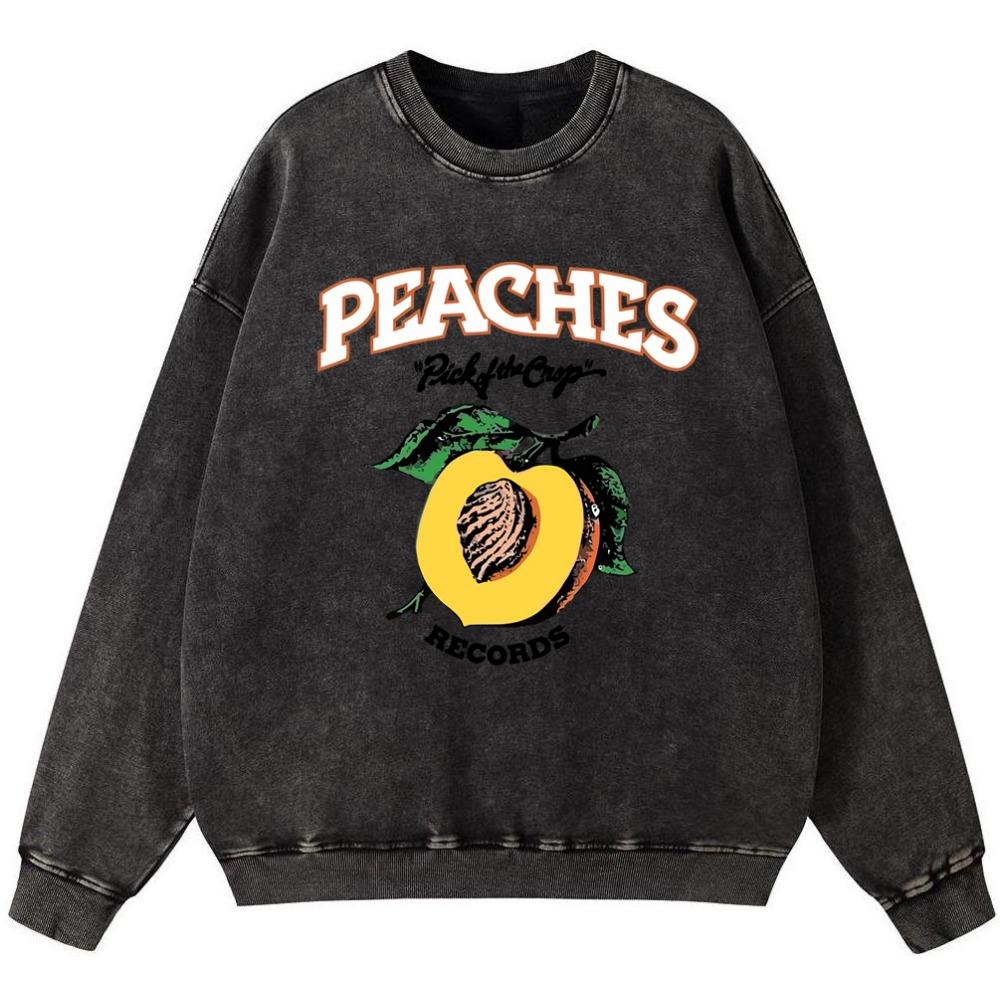 Peaches Records Женский винтажный хлопковый свитшот осенний тонкий стиль толстовка высокого качества уличный кэжуал