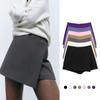 Shorts Skirts Women Summer Asymmetric Vintage High Waist Side Zipper Female Mini Skirts Casual Wide Leg A-line Shorts