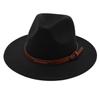 Wide Brim Panama Cap With Belt Buckle Cowboy Cap Fashion Felt Fedora Hats Men Women