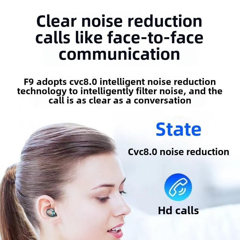 Bluetooth Headset In-ear Noise-cancelling Mini Game Esports Wireless Tws Digital Display Charging Bank Headset