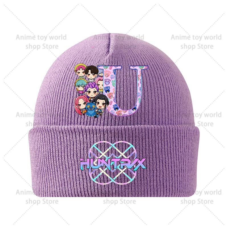Anime Cartoon KPop Knitted Hat Winter Warm Windproof Hat Cartoon Anime Letter Pattern Knitted Hat Children's Birthday Gift
