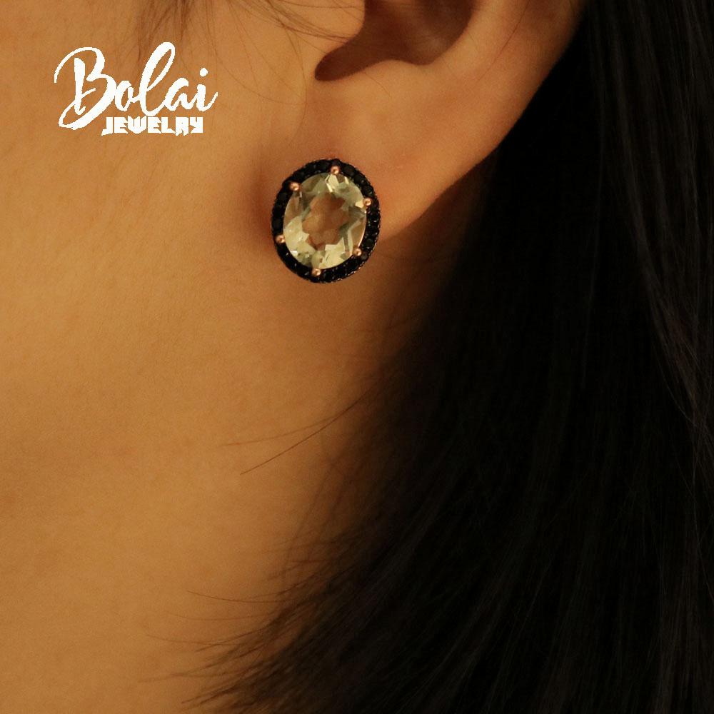 Oval 10*12mm Natural Green Amethyst Jewelry Set 925 Sterling Silver Jewelry Ring Earring for Women Daily Wear Nice Gift