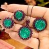 Осень и зима новый Huabi ювелирные изделия медная основа позолоченная имитация Пара зеленый продвинутый черный золотой набор основной камень 14-10 мм