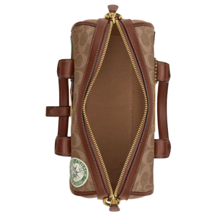 Coach Gotham 24 Classic Logo Patch Decorated Faux Leather And Cowhide Shoulder Crossbody Tote Bag Medium Women handbags Brown Yellow CBG37-XJ3