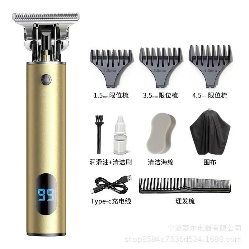 Беспроводная машинка для стрижки налысо, перезаряжаемый триммер для волос с цифровым дисплеем, профессиональная электрическая машинка для стрижки волос для парикмахерской