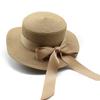 Summer Flat-Brimmed Straw Hat Women'S Japan And Korea Bow Streamer Straw Flat-Top Sun Hat Clothing Accessories Beach Hat