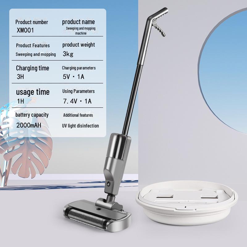 Умный очиститель пола 3 в 1: Поломоечная машина, пылесос и подметальная машина с функцией самоочистки и стерилизации для домашнего использования.