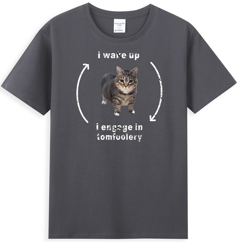 Silly Cat I Wake Up I Engage In Tomfoolery Funny Unisexs Tshirt