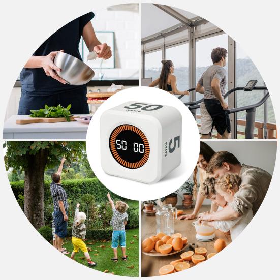 Цифровой кубический таймер Помодоро Визуальный таймер для учебы, фитнеса, обратного отсчета, продуктивности с технологией автопереворота, бесшумной работой, вибрацией