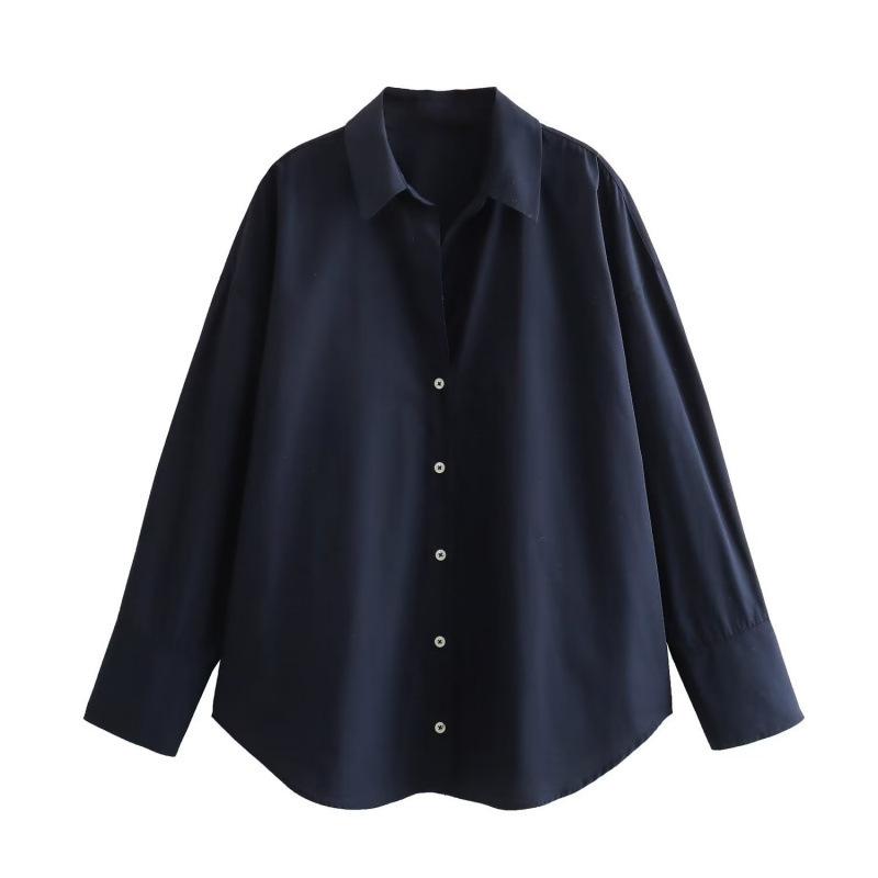Spring Autumn Women's Striped Collar Shirts Long Sleeve Button-up Loose Female Blouses Tops
