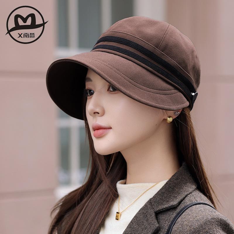 Versatile face small color matching cap women's autumn and winter plain face trendy brand face covering fisherman hat British temperament equestria