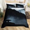 Комплект постельного белья Smoky Mountain Misty Forest, комплект постельного белья Queen Size, серые деревья, природный пейзаж, художественное одеяло
