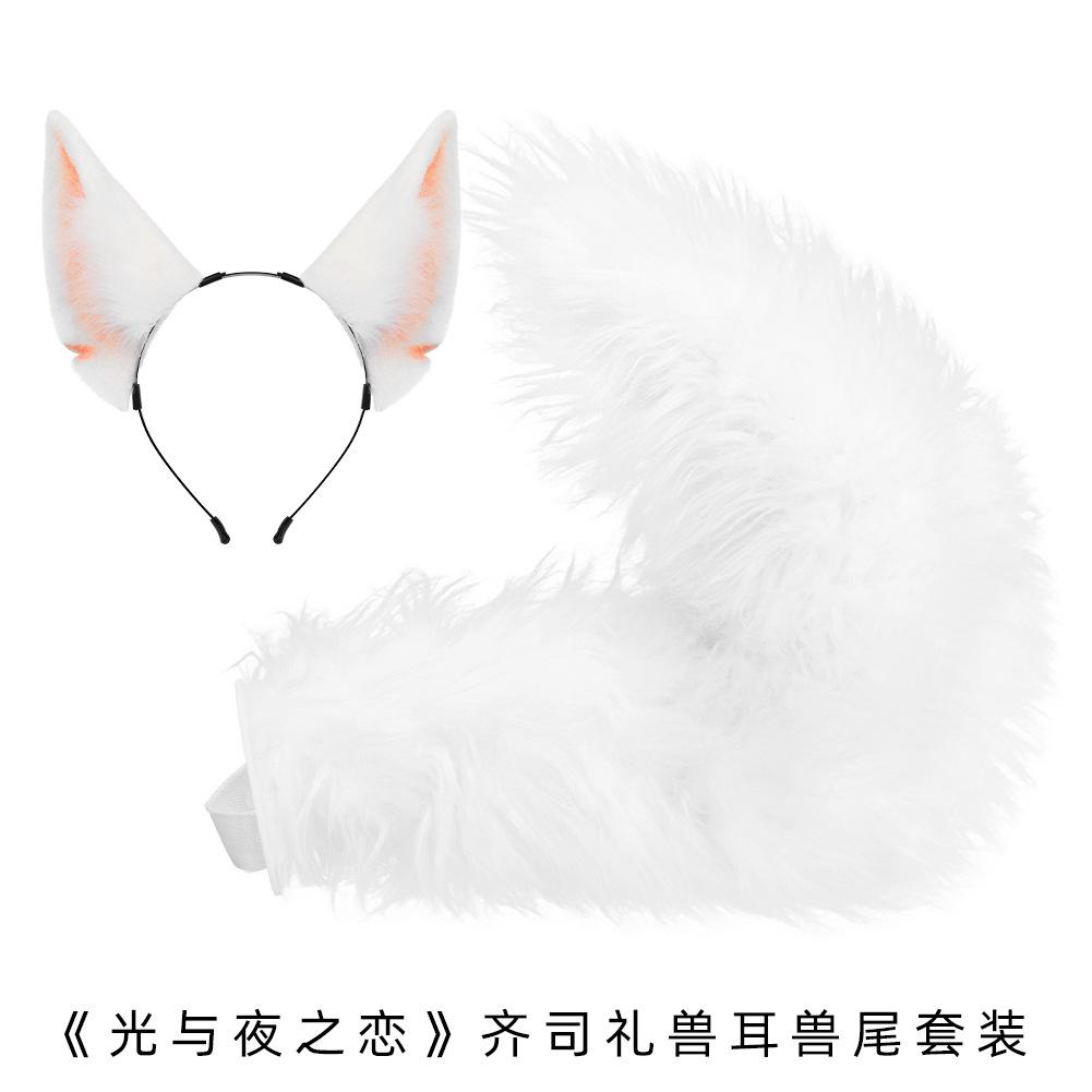 Simulated animal ear headwear cosplay Headband, see spring, seven-seven fox ears hair accessory, white fox ears headband