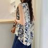 Canvas Vest Camisole Women Summer Vintage Print Thin Sleeveless V-neck Shirt Jacket