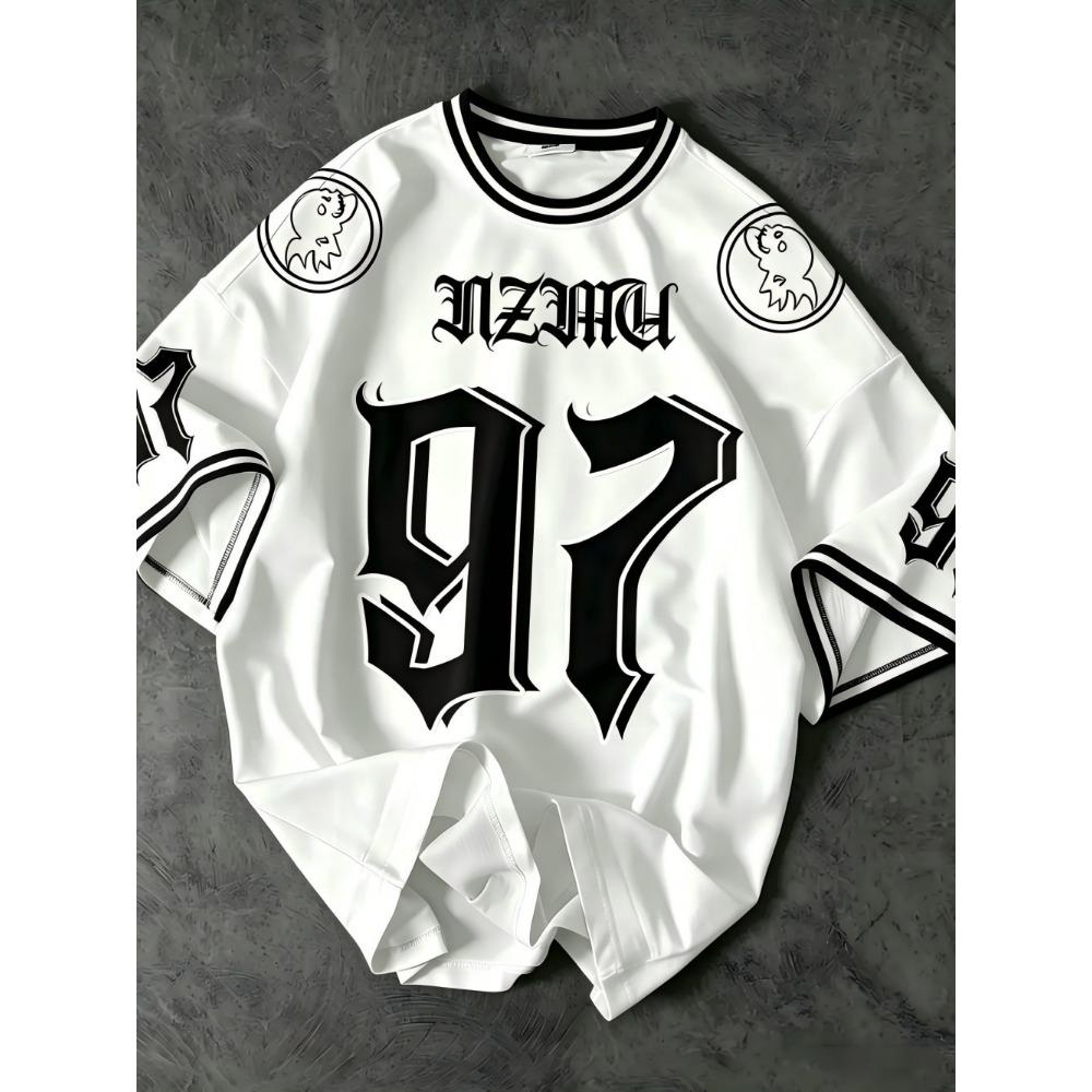 European and American Women's summer personalized striped letter print soft and breathable round neck T-shirt outdoor street top
