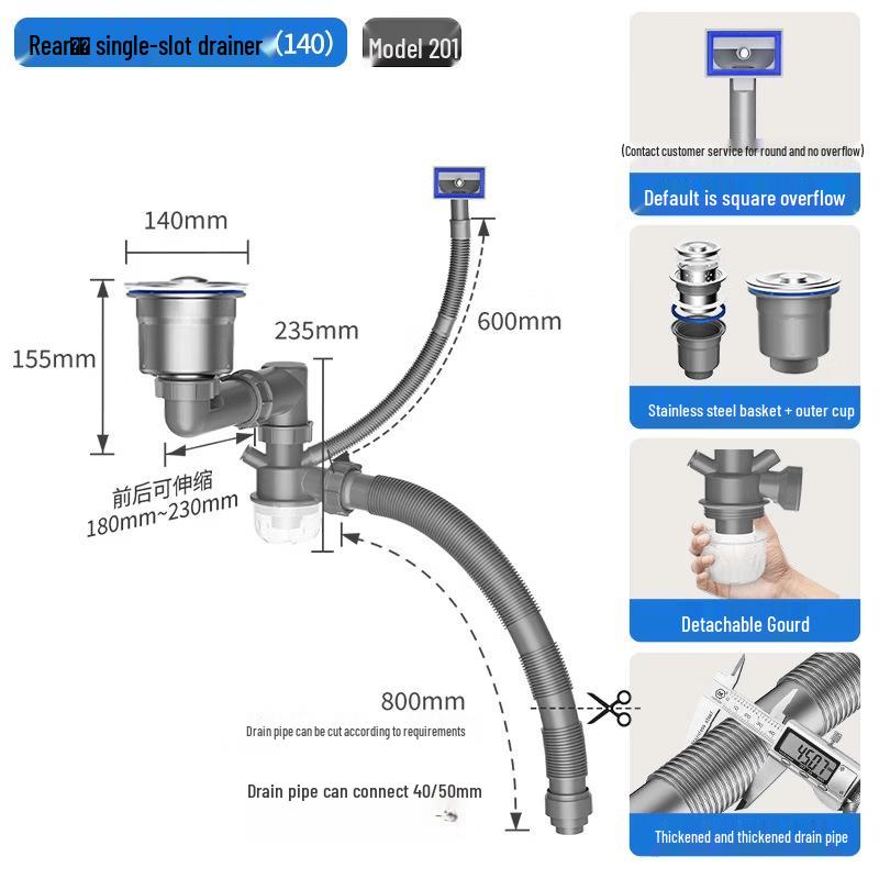 LISM Retractable Under-Sink Drain Pipe